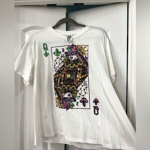Queen of Sparkles Mardi Gras Card Tee XL